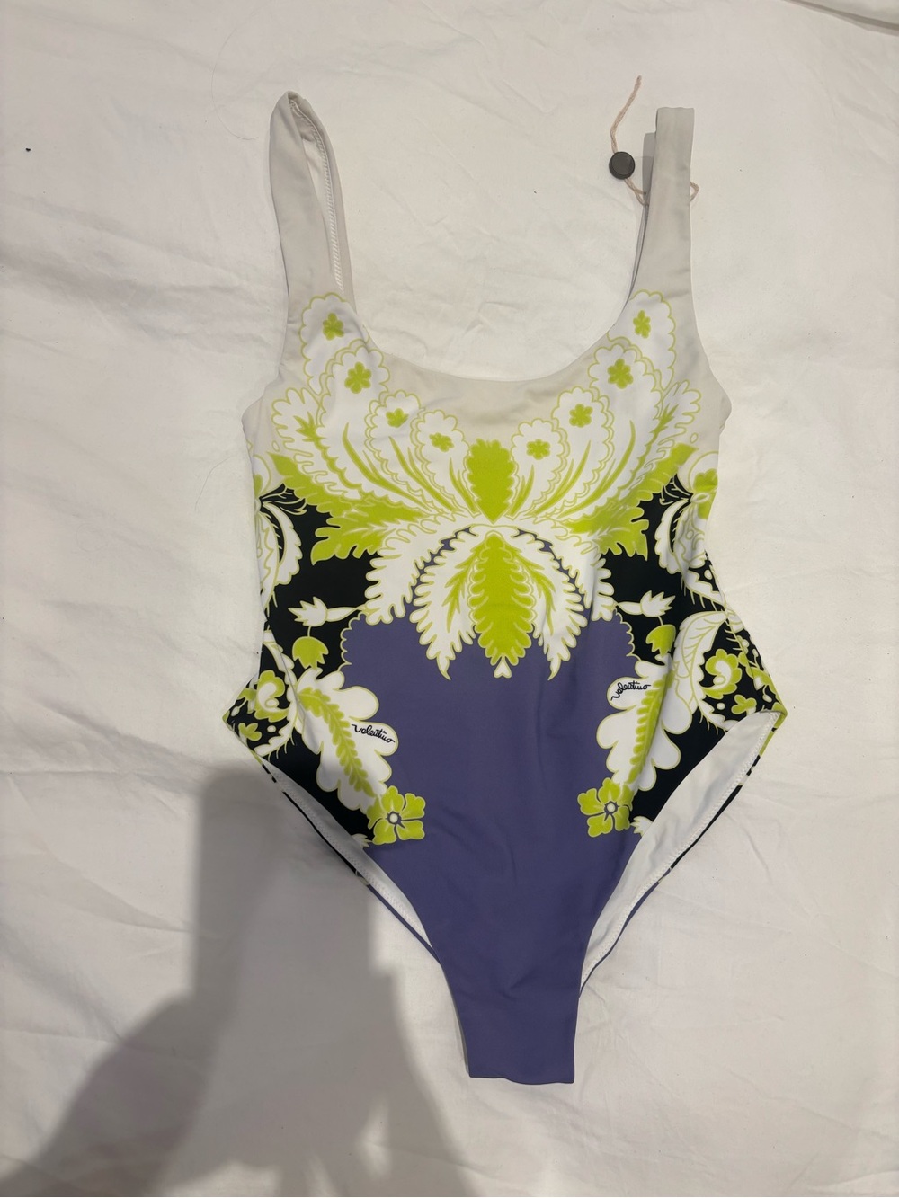 NWT Valentino One-Piece Swimsuit in White, Lime and Purple